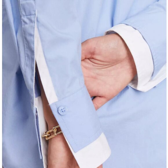 LOFT Versa Poplin Oversized Double Cuff Button Down Tunic Shirt Size Medium M - Picture 6 of 10